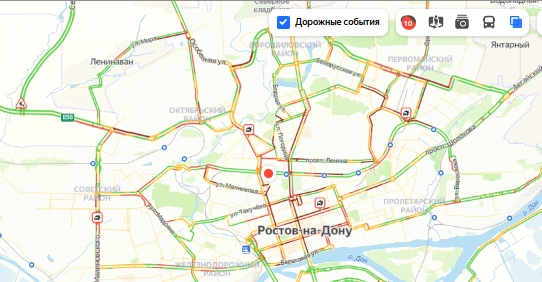 Фото: 10-балльные заторы в Ростове-на-Дону, Яндекс.Карты