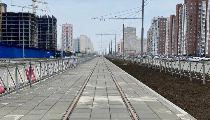 Фото: трамвайное полотно на Левенцовке, кадр ТГ Ростовский трамвай