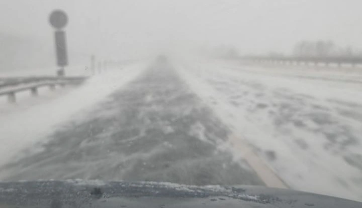 Фото: Трасса Ростовской области в метель, кадр из чата трассы М-4