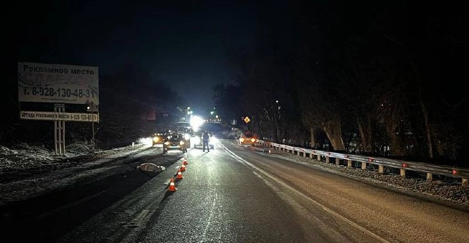 Фото: Место смертельного ДТП на трассе Ростов - Азов, кадр ГИБДД