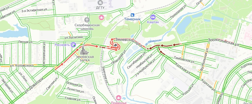 Фото: пробка в Ростове // скриншот сервиса "Яндекс. Карты"