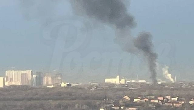 Фото: пожар на автосервисе в Ростове, кадр ТГ Ростов Главный