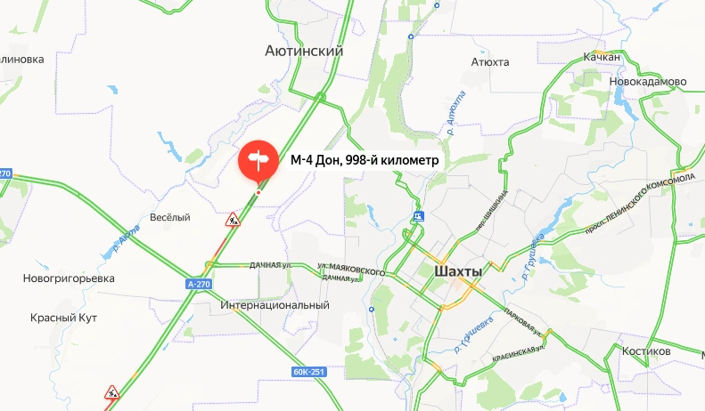 Фото: 998 км трассы М-4 // скриншот сервиса "Яндекс. Карты"