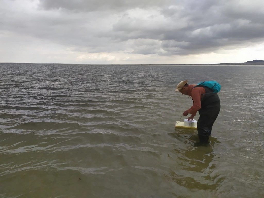 Рисунок 2. Аспирант Южного федерального университета Евгений Ковалев при установке накопительной камеры.jpg Рисунок 2. Аспирант Южного федерального университета Евгений Ковалев при установке накопительной камеры.jpg