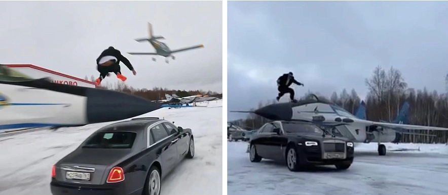 Фото: Прыжок каскадёра из Ростова опубликовал рэпер 50 Cent на своей странице в Instagram* с 30 млн аудиторией, коллаж 1rnd