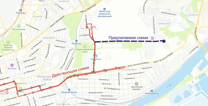 Фото: новая схема маршрута №84 в Ростове