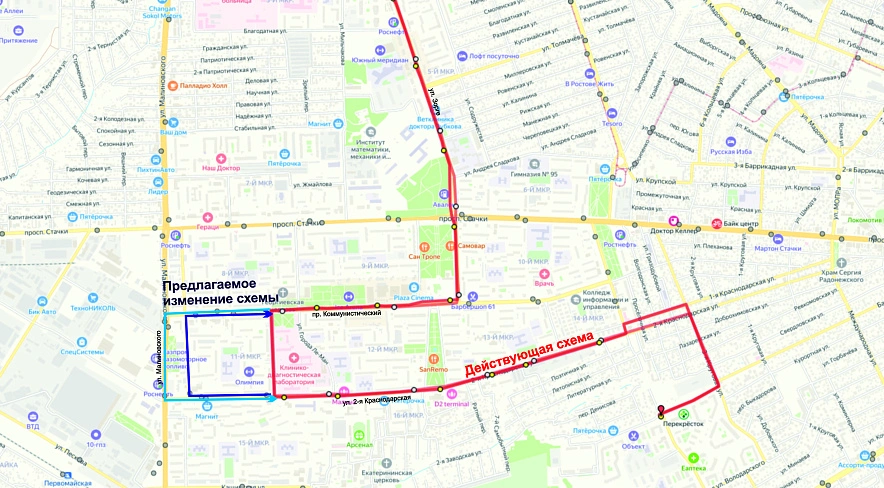 Фото: движение маршрутки №72 // схема департамента транспорта Ростова