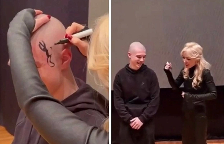 Фото: Екатерина Мизулина расписалась на голове ростовского студента // коллаж 1rnd