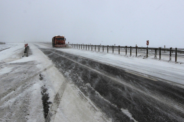 Фото: снегопад на М-4, кадр очевидца