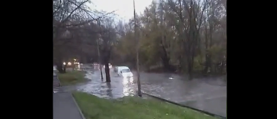 Фото: Лужа на Оганова в Ростове утром 15 ноября, кадр @voenvednews