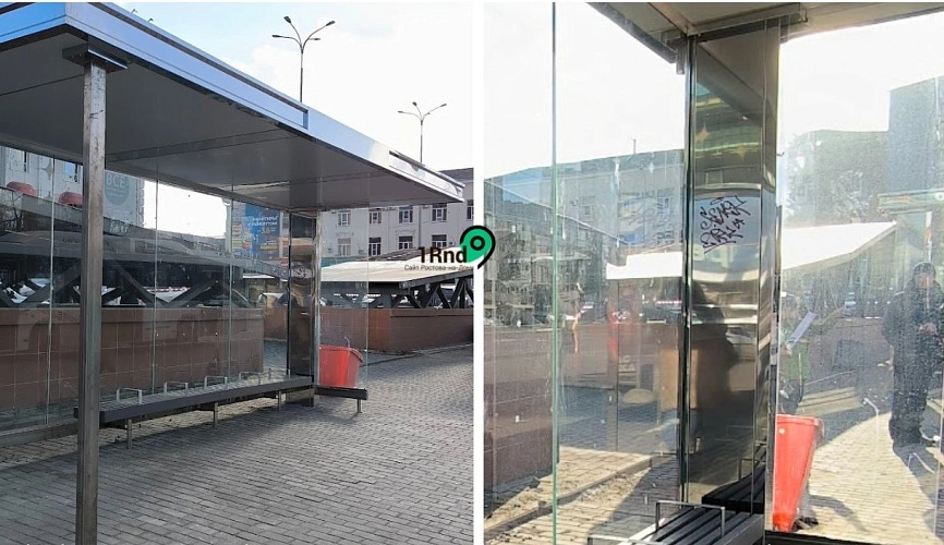 Фото: вандалы разрисовали новую остановку в Ростове, кадр очевидца