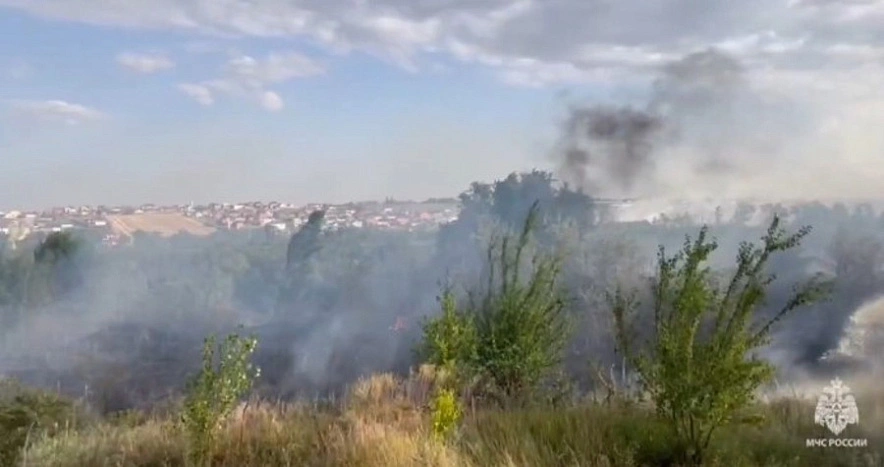 Фото: ландшафтный пожар в Аксайском районе \\ кадры ГУ МЧС РФ по РО