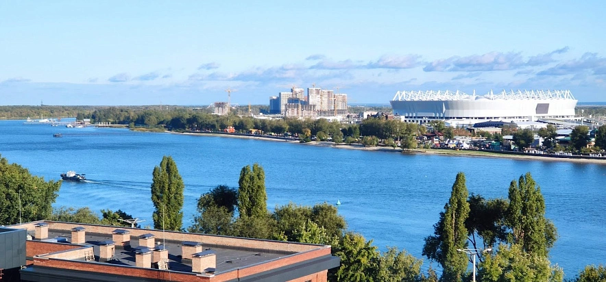 Фото: Вид на левый берег Дона и "Ростов Арену" с Ворошиловского моста, кадр 1rnd