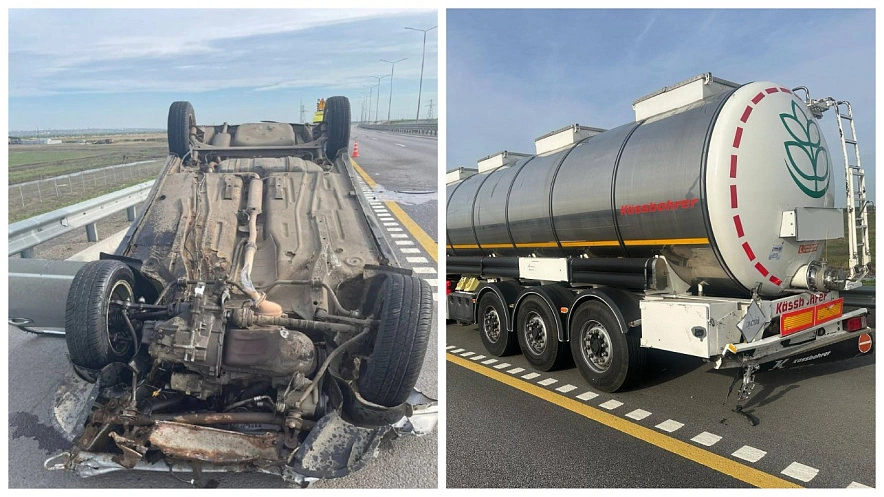 Фото: ДТП с "Приорой" и цистерной под Ростовом, кадры ГИБДД