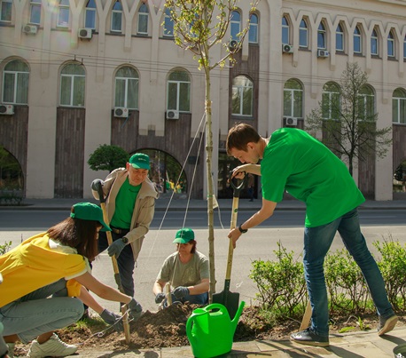Фото: Сотрудники «Центр-инвест» высадили клёны на Большой Садовой в День древонасаждения, фото - пресс-служба банка