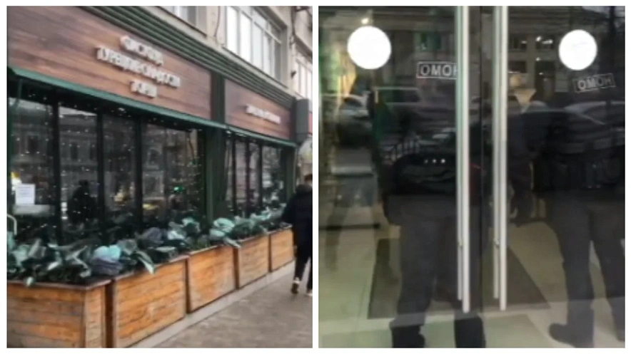 Фото: ОМОН во время рейда в кафе Simitland, кадр оперативной съёмки