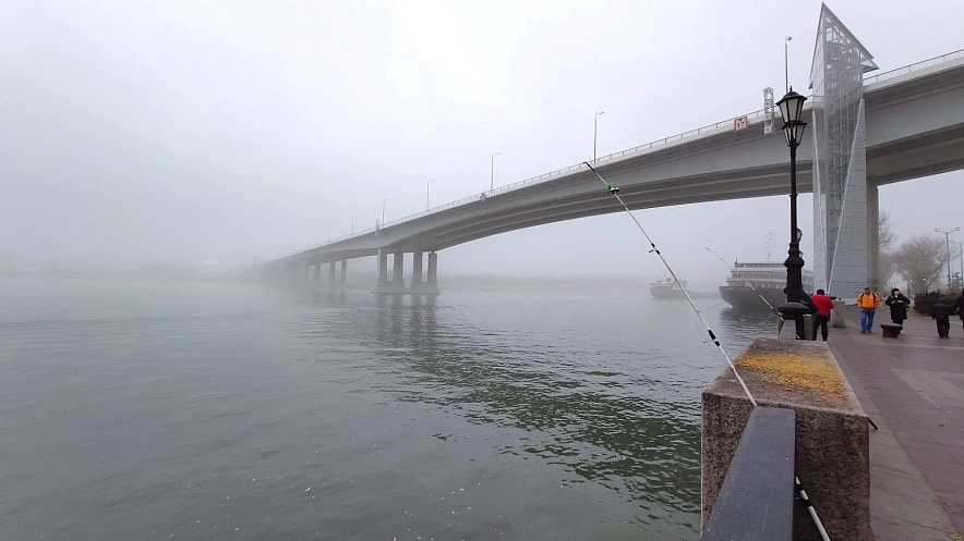 Фото: Туман над Ворошиловским мостом Ростова, кадр 1rnd
