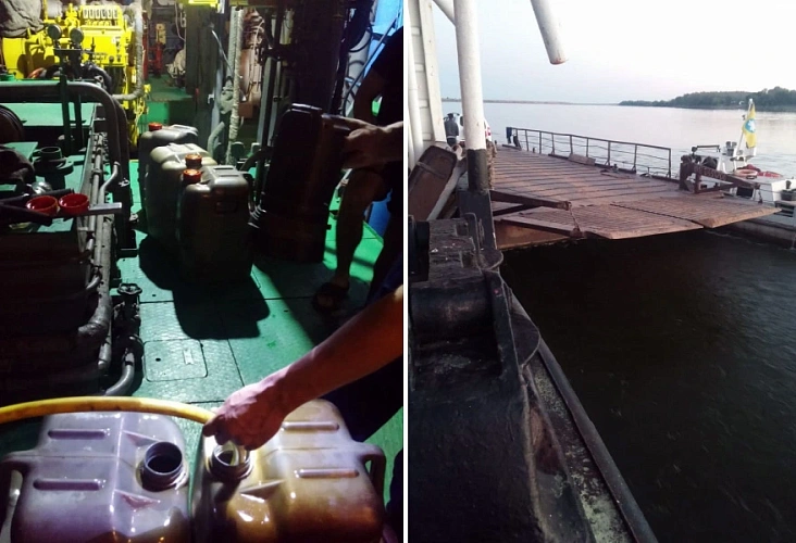 Фото: Транспортные полицейские задержали моряков, которые сливали топливо со своего же судна в Ростовской области // коллаж 1rnd