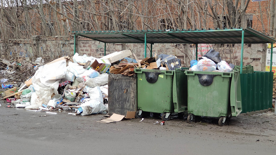Фото: Переполненные мусорные баки в Ростове, кадр 1rnd