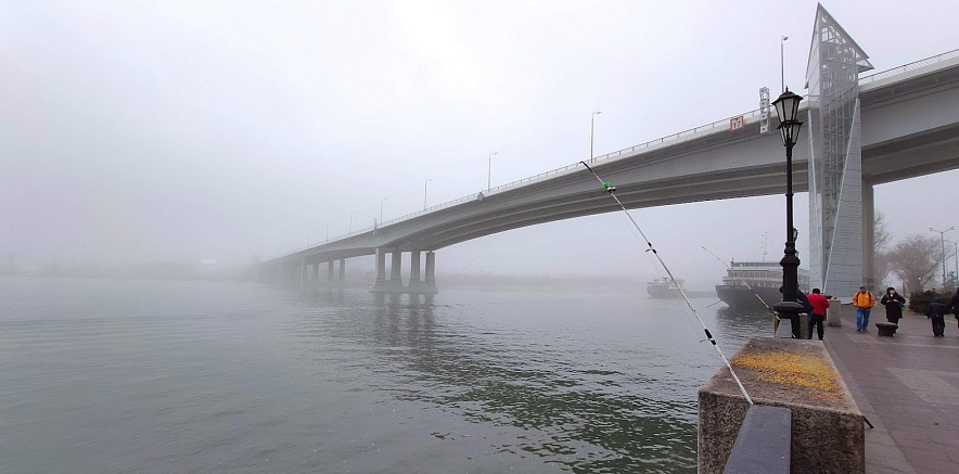 Фото: Туман над Ворошиловским мостом Ростова, кадр 1rnd