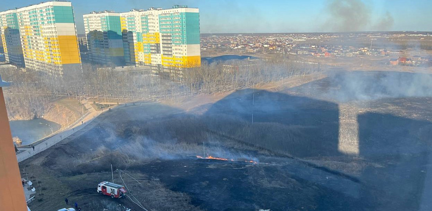 Фото: Ландшафтный пожар на Суворовском, кадр очевидца